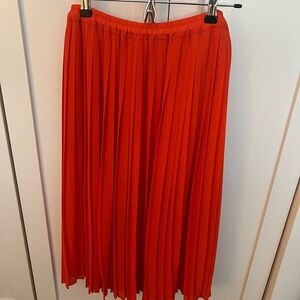 Red-Orange Silk Midi Skirt Club Monaco 00